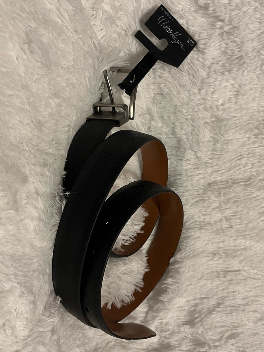 Walter Hagen 📿 NWT LG Black Men’s Belt Reversible to Brown with Gunmetal Buckle